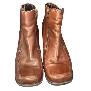 Covington Farrah Brown Leather Square Toe Double Zip Ankle Boots Women Size 8M